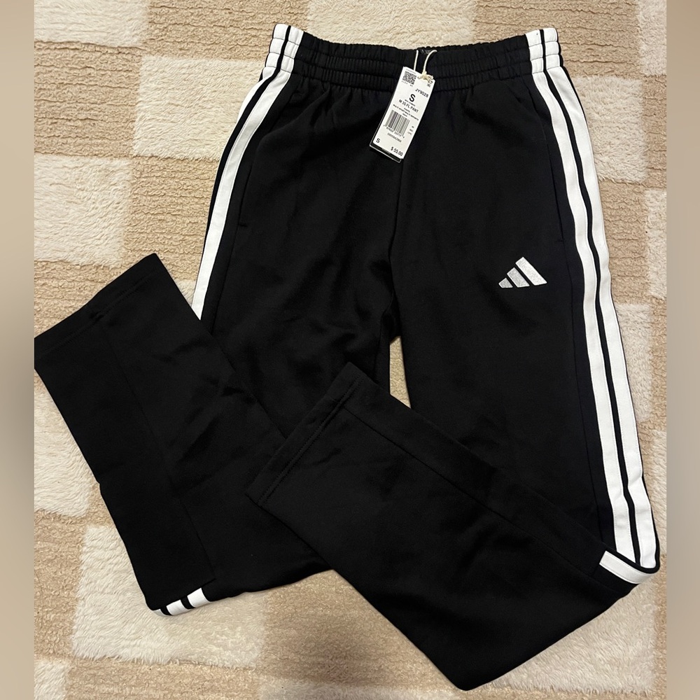 adidas Black Joggers with White Side Stripes - me s